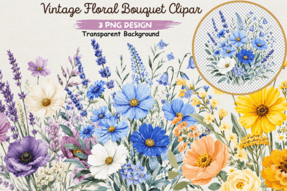 Download Vintage Floral Bouquet Clipart PNG,Flora - Clipart Collection