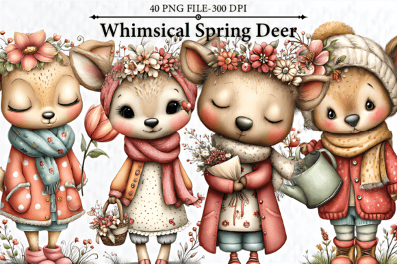 Download Whimsical Spring Deer Clipart - Clipart Collection