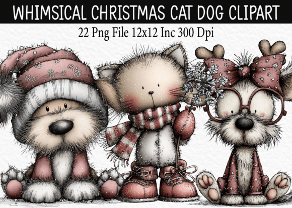 Download Whimsical Christmas Cat Dog Clipart - Clipart Collection