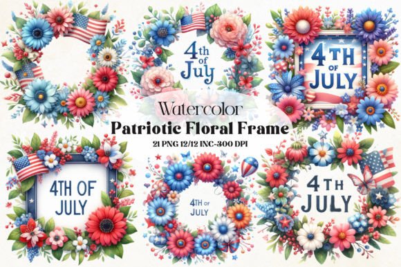 Download Patriotic Floral Frame PNG Clipart - Clipart Collection