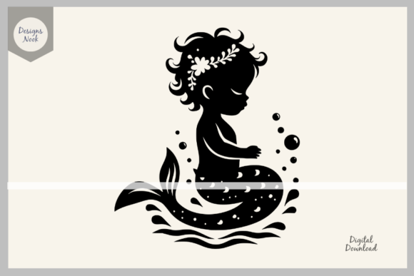 Download Baby Mermaid SVG File Clipart Silhouette - Clipart Collection
