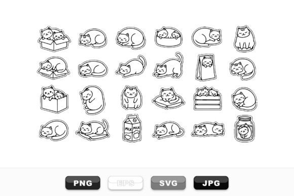 Download Cute Cat Doodle Clipart Set - Clipart Collection