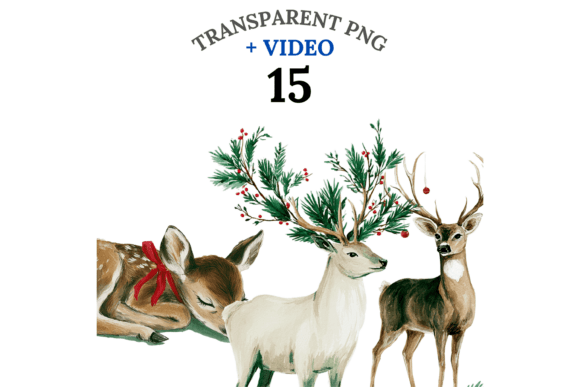 Download Christmas Deer Clipart Set - Clipart Collection