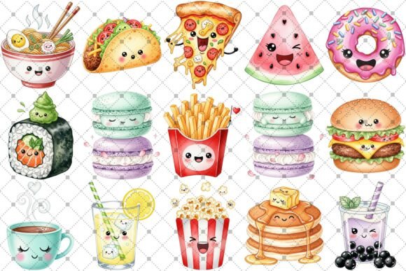 Download Kawaii Food &amp; Drink Watercolor Clipart - Clipart Collection