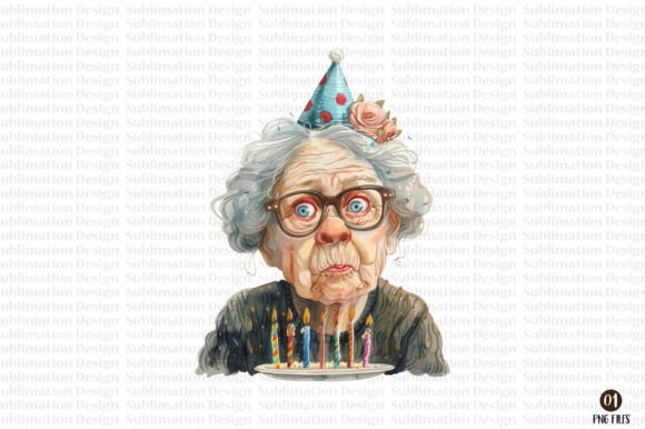 Download Funny Old Lady Birthday Balloons Clipart - Clipart Collection