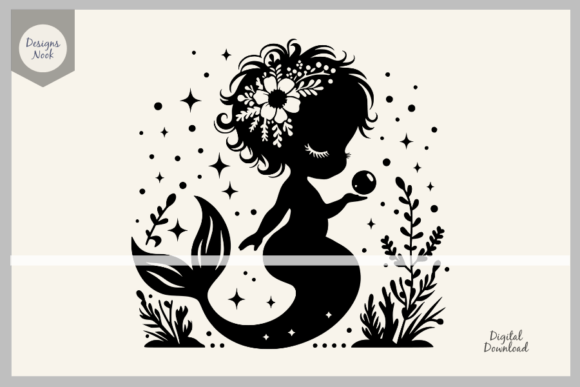 Download Baby Mermaid SVG File Clipart Silhouette - Clipart Collection