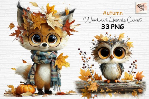 Download Autumn Woodland Animals Clipart Set PNG - Clipart Collection