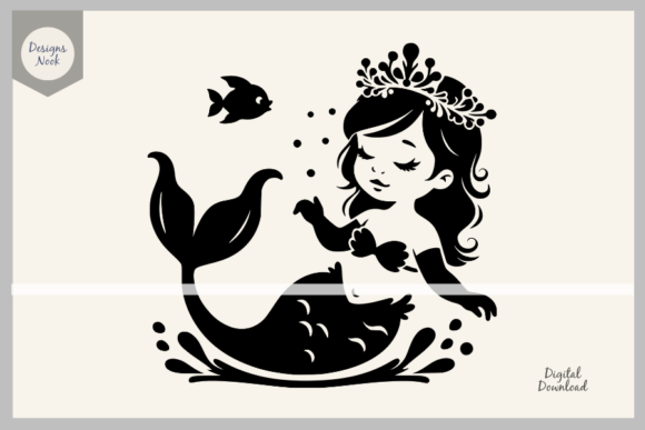 Download Baby Mermaid SVG File Clipart Silhouette - Clipart Collection