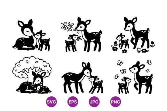 Download Cute Woodland Deer Clipart Set - Clipart Collection
