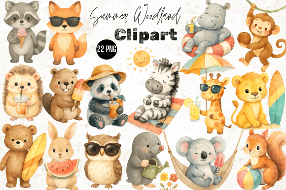 Download Summer Woodland Animals Clipart Bundle - Clipart Collection