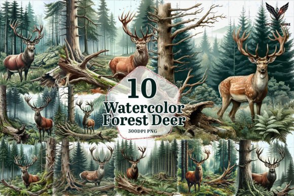 Download Watercolor Forest Deer Clipart PNG - Clipart Collection