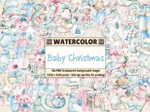 Download Baby Christmas Watercolor Clipart - Clipart Collection