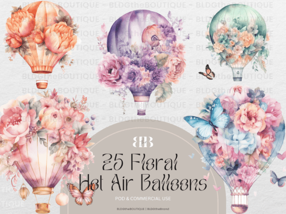 Download Floral Hot Air Balloon Clipart PNG Files - Clipart Collection