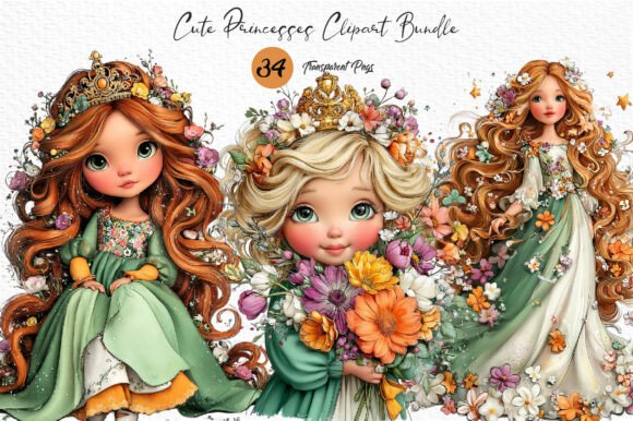 Download Cute Princesses PNG Clipart Bundle - Clipart Collection