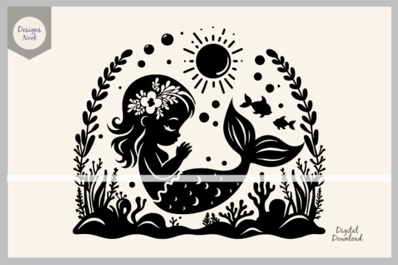 Download Baby Mermaid SVG File Clipart Silhouette - Clipart Collection