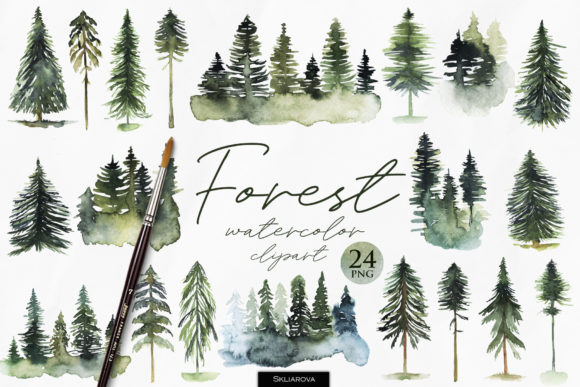 Download Watercolor Forest Clipart - Clipart Collection
