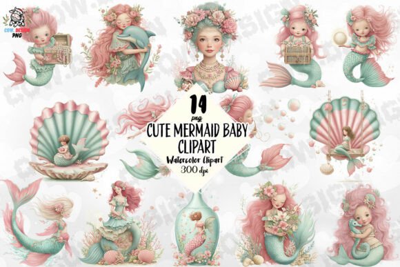 Download Cute Mermaid Baby Clipart PNG - Clipart Collection