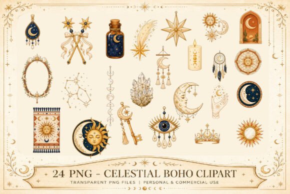 Download Celestial Boho Clipart Set - Clipart Collection