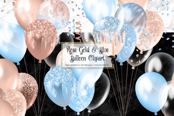 Download Rose Gold and Blue Balloons Clipart - Clipart Collection