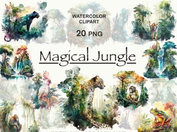 Download Jungle Clipart with Waterfall and Animal - Clipart Collection