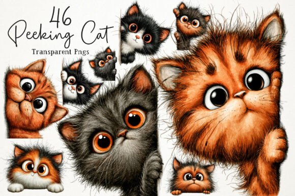 Download Whimsical Quirky Peeking Cat Clipart - Clipart Collection