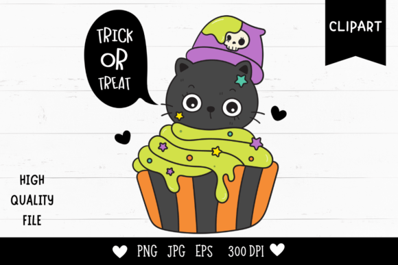 Download Halloween Cats on Cupcake Kawaii Clipart - Clipart Collection