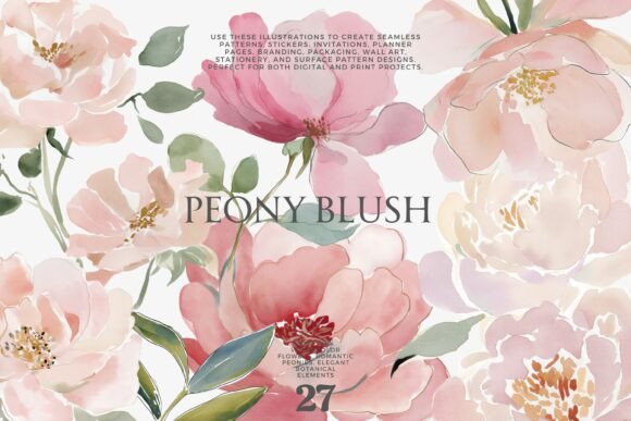 Download Peony Watercolor Clipart Set - Clipart Collection