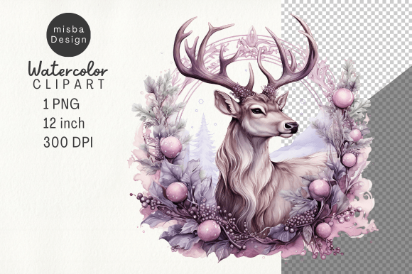 Download Vintage Christmas Deer Clipart PNG - Clipart Collection