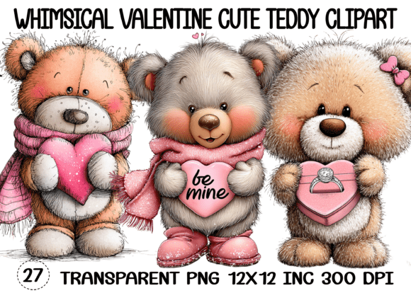 Download Whimsical Valentine Cute Teddy Clipart - Clipart Collection