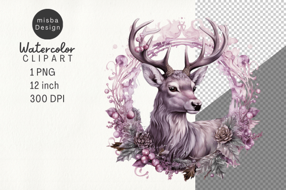 Download Vintage Christmas Deer Clipart PNG - Clipart Collection