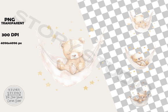 Download Sweet Baby Bear Sleeping Hammock Clipart - Clipart Collection