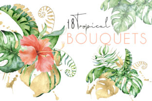Download Tropical Bouquets Watercolor Jungle Clipart - Clipart Collection