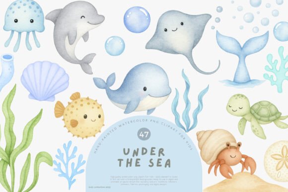 Download Watercolor Under the Sea Clipart Set - Clipart Collection