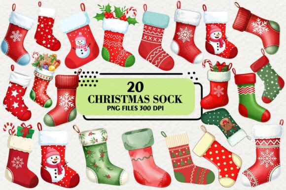 Download Kawaii Christmas Sock Clipart Bundle - Clipart Collection