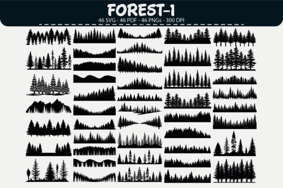 Download Forest Tree Silhouette Clipart–46 Design - Clipart Collection