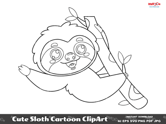 Download Cute Sloth Cartoon ClipArt - Clipart Collection