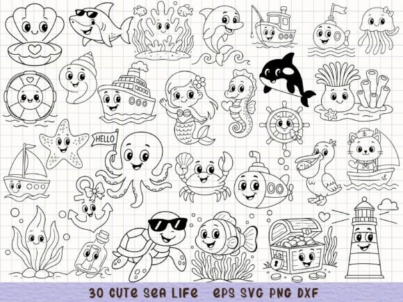 Download Cute Sea Life Clipart Ocean Animal Svg - Clipart Collection