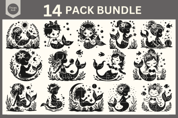 Download Baby Mermaid SVG File Clipart Silhouette - Clipart Collection