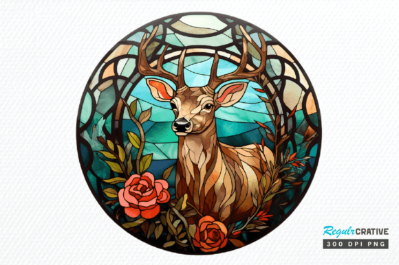 Download Stained Glass Christmas Deer Clipart Png - Clipart Collection