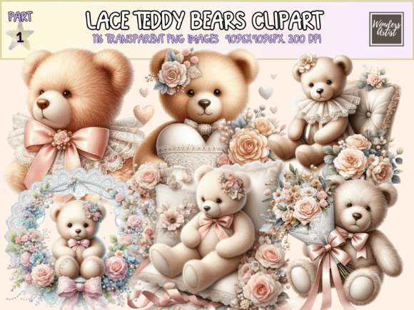Download Lace Teddy Bears Clipart - Clipart Collection