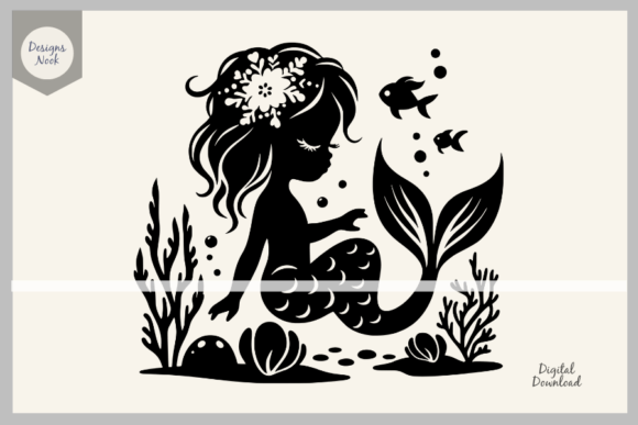 Download Baby Mermaid SVG File Clipart Silhouette - Clipart Collection