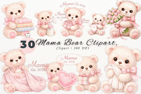 Download Cute Bear Floral Clipart,Mother's Day - Clipart Collection