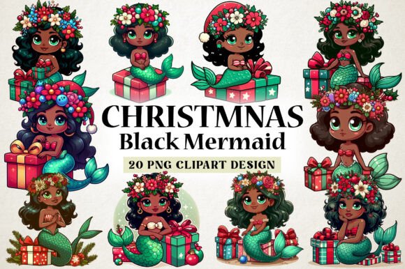 Download Christmas Black Girl Mermaid Png Clipart - Clipart Collection