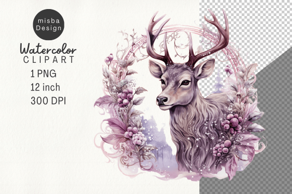 Download Vintage Christmas Deer Clipart PNG - Clipart Collection