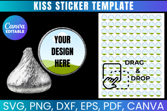 Download Kiss Sticker Editable Canva Template - Editable canva Collection