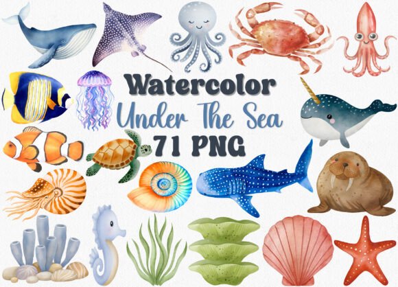 Download Watercolor Under the Sea Clipart - Clipart Collection