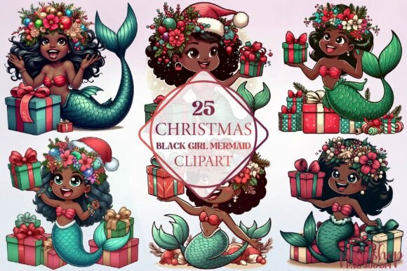 Download Christmas Black Girl Mermaid Clipart - Clipart Collection