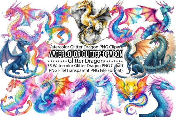 Download Watercolor Glitter Dragon Sublimation - Premium Resources