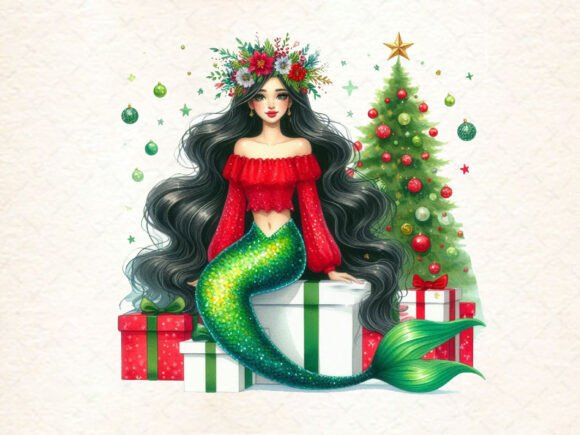 Download Christmas Girl Mermaid Clipart - Clipart Collection