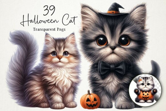Download Cute Halloween Cat Clipart PNG - Clipart Collection